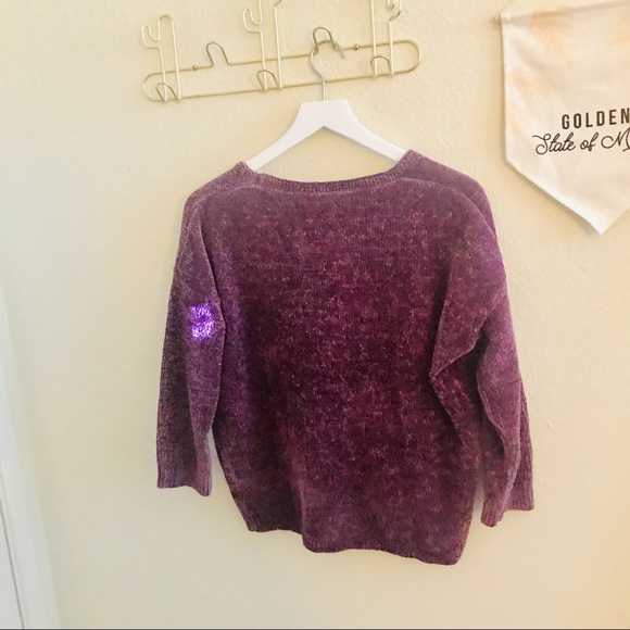 Express ❄️ Velvet Cozy Chenille Purple Sweater - Picture 3 of 5